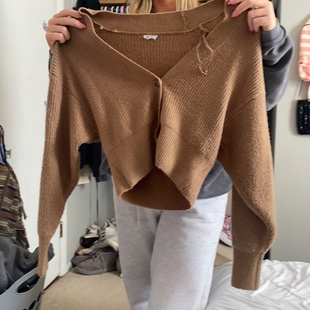 Brown button sweater